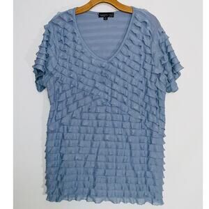7 Wonders Woman Ruffle Tank - Women's Size 1X -‎ Beautiful Periwinkle